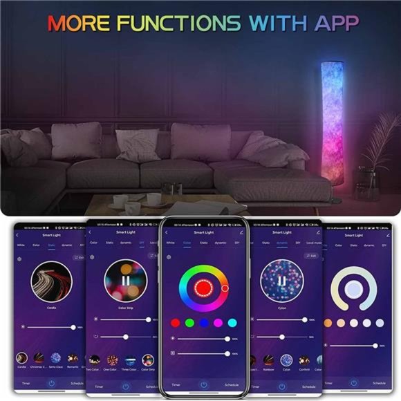 Floor Lamp, RGB Color Changing Led Lamp, Smart Lamp Alexa APP Control, Modern - Picture 5 of 6